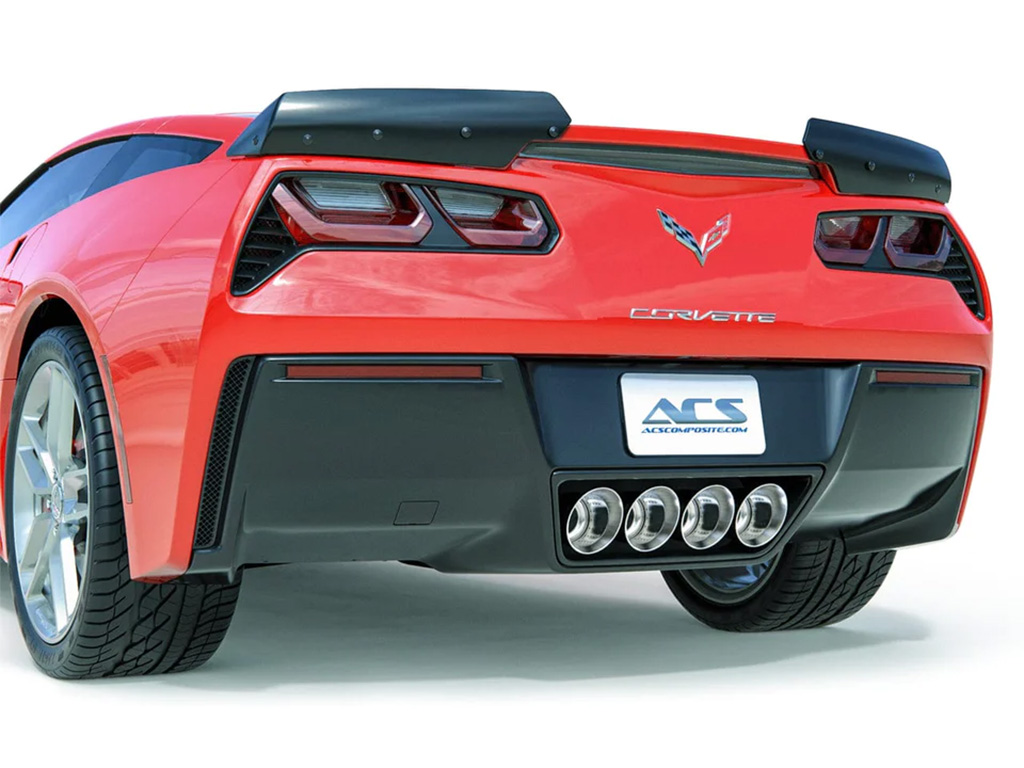 ACS Composite Carbon Flash Black C7 Corvette Stingray Rear Fascia Bumper Extensions 