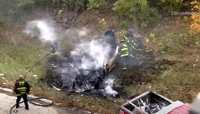 [STOLEN] Pursuit of Carjacked C7 Corvette Ends in a Fiery Crash