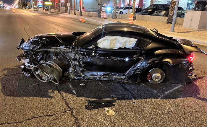 C8 Corvette Lies Upside Down Following Street Race and Crash in Las Vegas