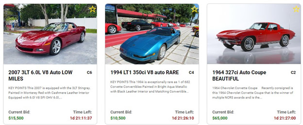 Corvette Auctions at 427Stingray.com