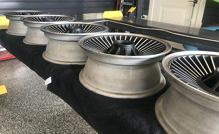 A Set of Five Kelsey-Hayes Knock Off Wheels Offered on Bring a Trailer