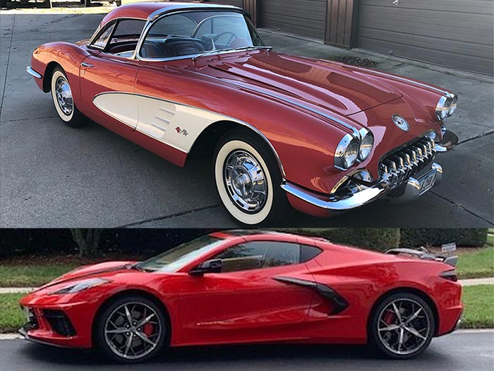 Which of These Red Corvettes Would You Add to Your Garage: A 1959 Roadster or a 2021 Z51 Stingray?