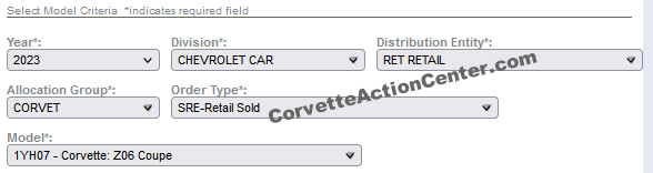 2023 Corvette Z06 Coupe Order Information