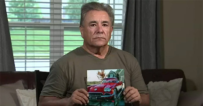 Rich Martinez and a photo of his 1959 Corvette