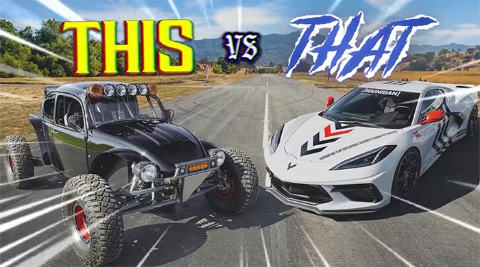 VIDEO: Hoonigan's 'This or That' Races a 2021 C8 Corvette Against a 1970 Baja Bug