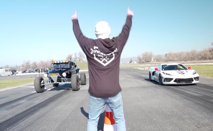 VIDEO: Hoonigan's 'This or That' Races a 2021 C8 Corvette Against a 1970 Baja Bug