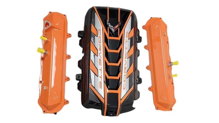 C8 Corvette Sebring Orange Premium Engine Cover & Matching Valve Covers