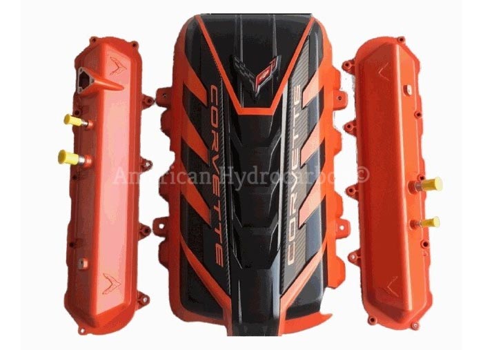 C8 Corvette Amplify Orange Engine Cover & Matching Valve Covers