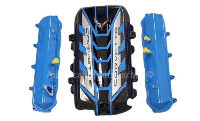 C8 Corvette Rapid Blue Premium Engine Cover & Matching Valve Covers