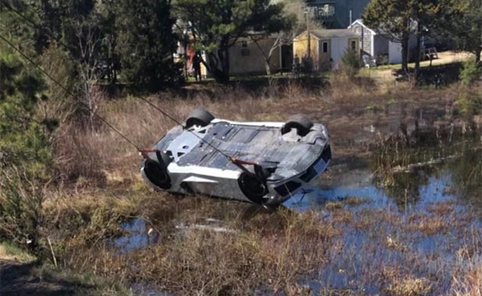 [ACCIDENT] Police Make Jokes After a 2021 Corvette is Shown Wheels Up in a Cranberry Bog