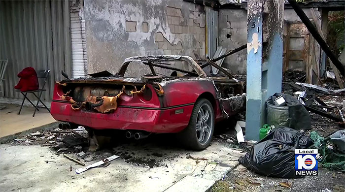 [ACCIDENT] Man Says He's Lucky After Garage Fire Destroys C4 Corvette