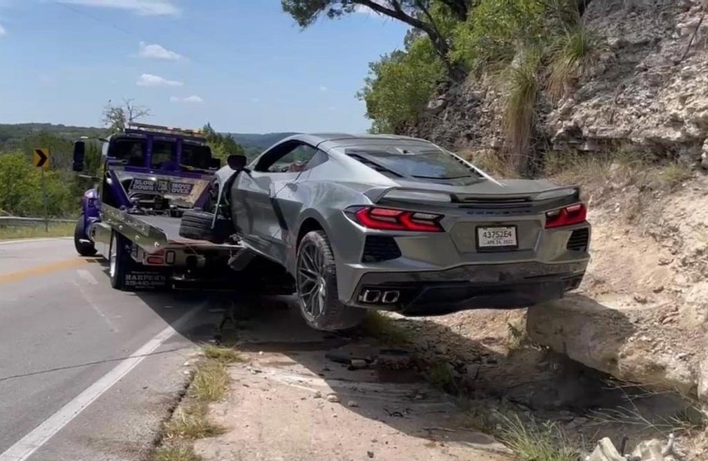 New 2023 Corvette Stingray with Temporary Tags Crashes in Texas