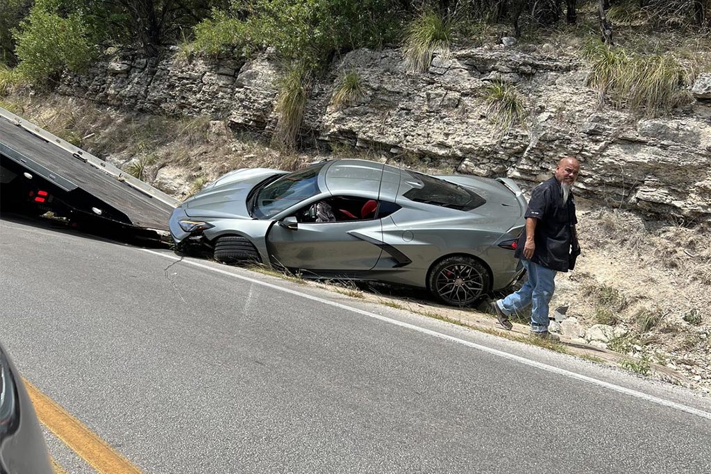New 2023 Corvette Stingray with Temporary Tags Crashes in Texas