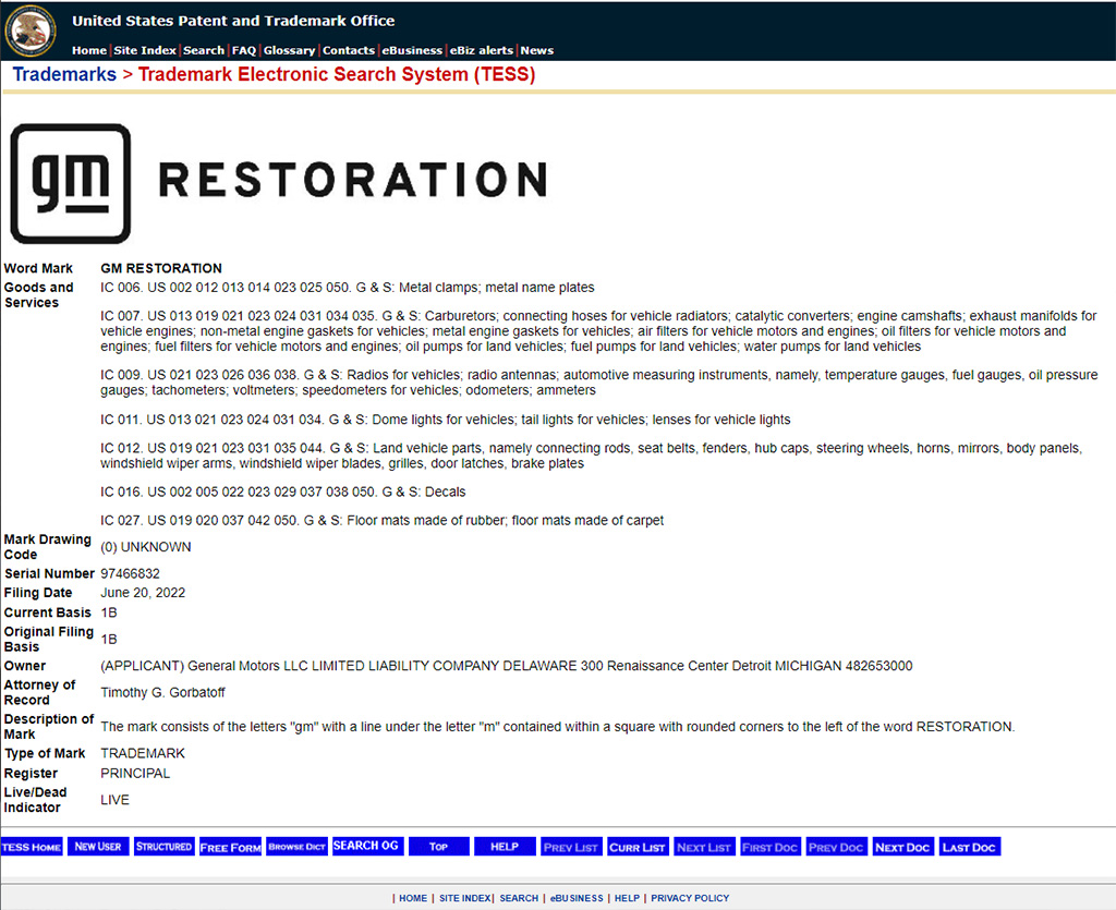 General Motors Files Trademark for 'GM Restoration'