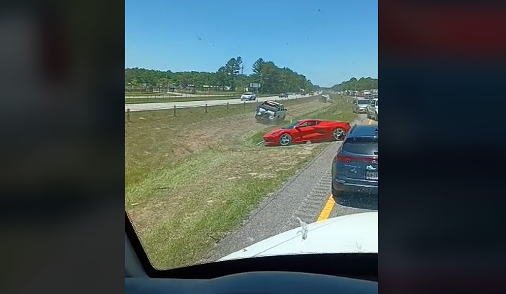 [VIDEO] Impatient C8 Corvette Driver Ruins Car While Trying to Avoid Stopped Traffic