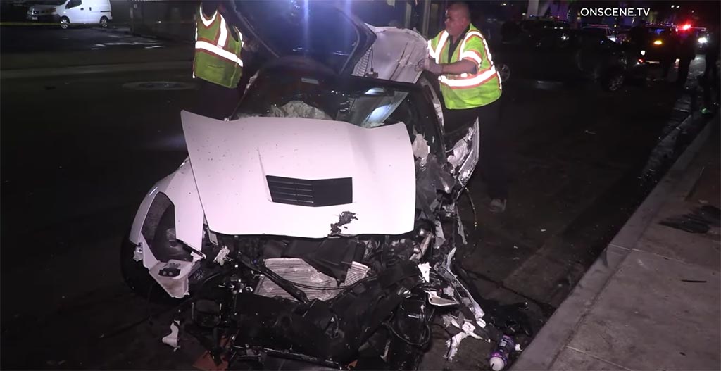 [ACCIDENT] DUI C7 Corvette Driver Destroys Parked Cars and a Homeless Man's Tent