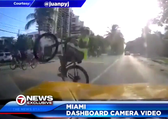 [VIDEO] Wheelie-Poppin' Cyclist Nearly Hits a C5 Corvette in Miami Beach