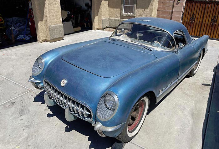 Corvettes for Sale: Pennant Blue 1954 Corvette Offered on eBay