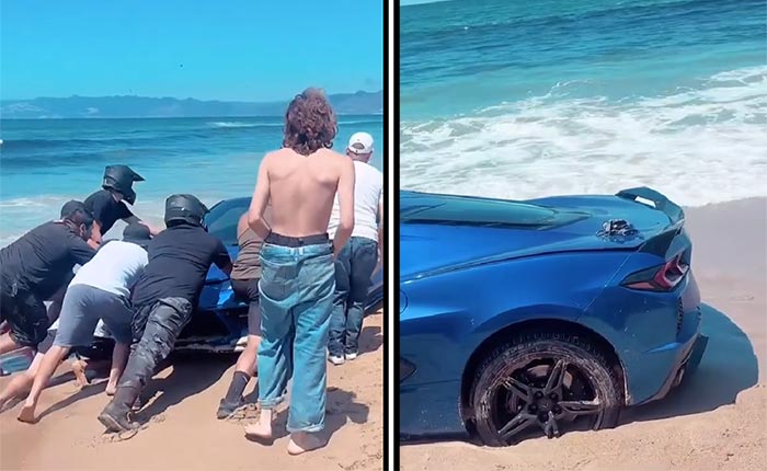 [VIDEO] Stingray Beached! C8 Corvette Driver Gets Stuck in the Sand