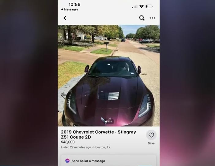 [STOLEN] Man's Missing C7 Corvette Shows Up for Sale on Facebook the Next Day