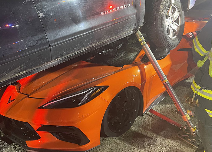 [ACCIDENT] Silverado Drives Over a C8 Corvette Stingray