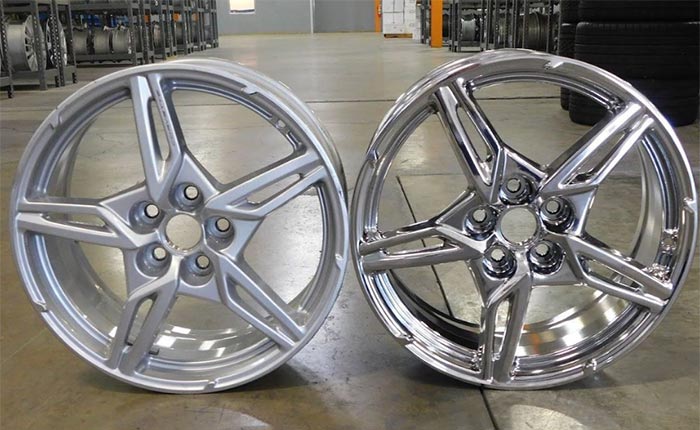 A stock Corvette wheel vs PVD Chrome