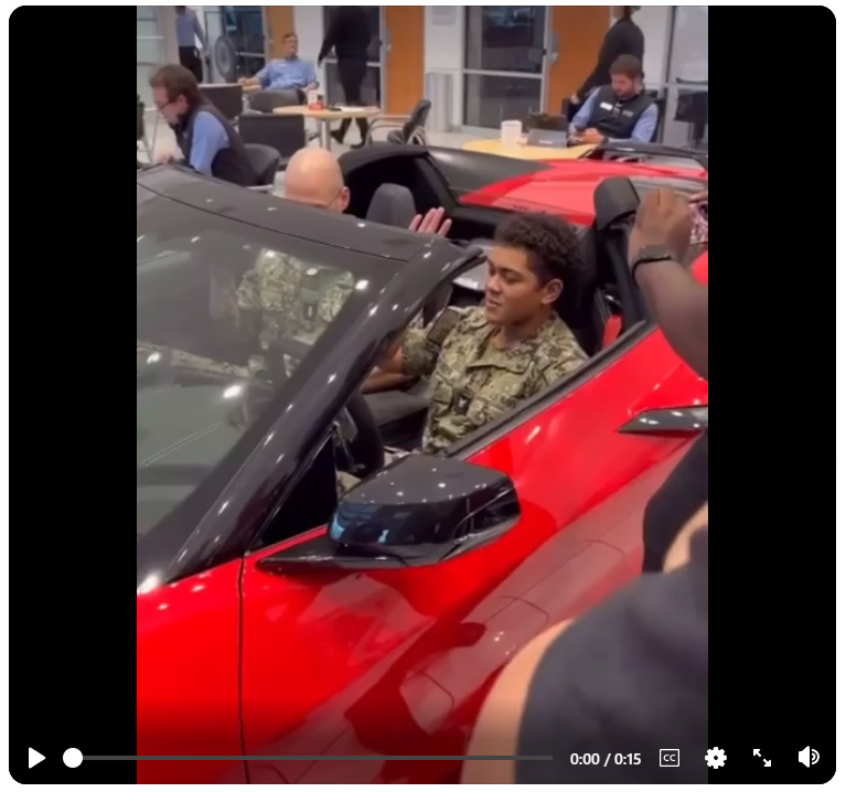 Sailor Re-Enlists in the Navy While Inside a Running Chevy Corvette Convertible