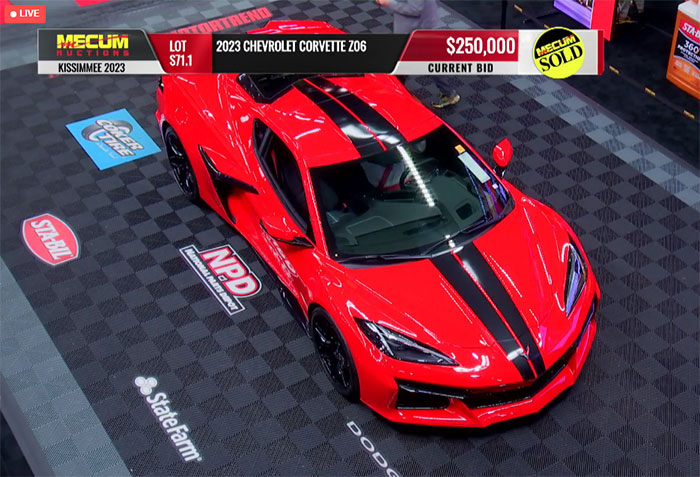 2023 Corvette Z06 Sells at Mecum Kissimmee 2023 for $275,000
