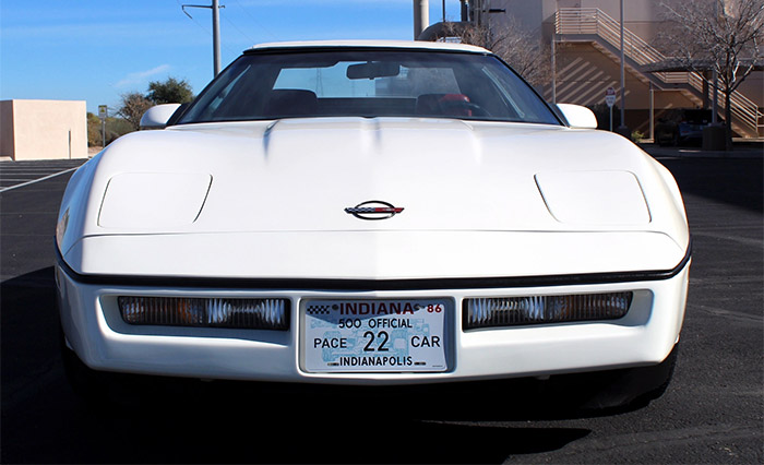 Corvettes for Sale: White 1986 Corvette Convertible Indy 500 Pace Car on BaT