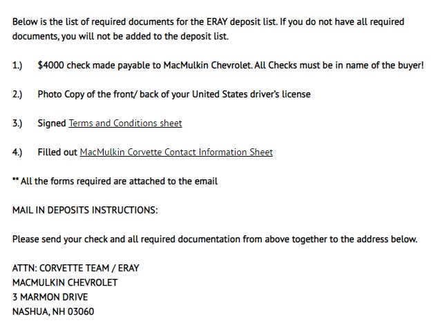 MacMulkin Will Start Taking 2024 Corvette E-Ray Deposits on Wednesday Morning