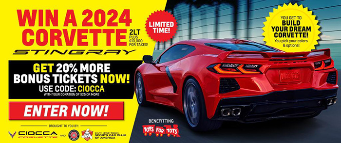 Donate to Toys for Tots and Win a Build Your Dream C8 Corvette Stingray 2LT Coupe from Ciocca Corvette