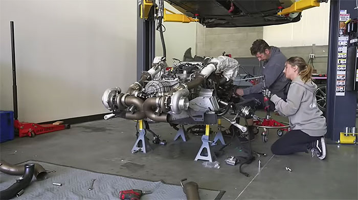 [VIDEO] Special Delivery as Emelia Receives Her Refreshed 1500-hp LT2 Engine for her C8 Stingray
