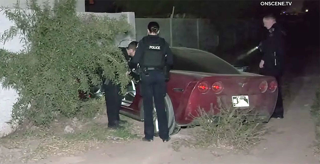 [ACCIDENT] Suspect Found Hiding in a House After C6 Corvette Crashes During Police Chase