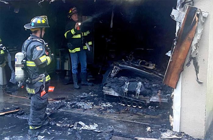 [ACCIDENT] 2017 Corvette Convertible is Burned Beyond Recognition in a New Jersey Garage Fire