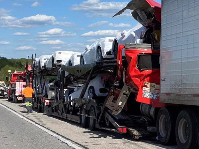 [ACCIDENT] Corvette Transporter Rear Ended by Another 18-Wheeler in Southern Indiana