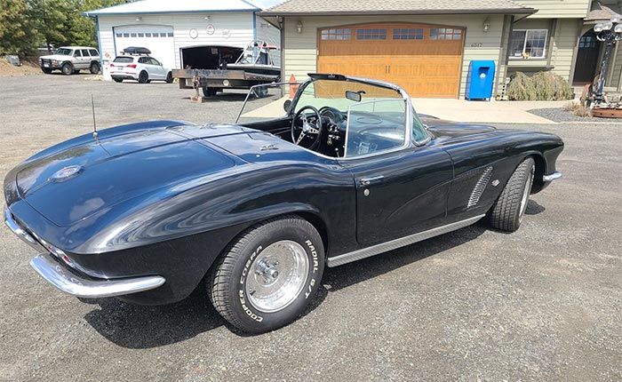 Corvettes for Sale: Black 1962 Convertible with 350 V8 and Four Speed