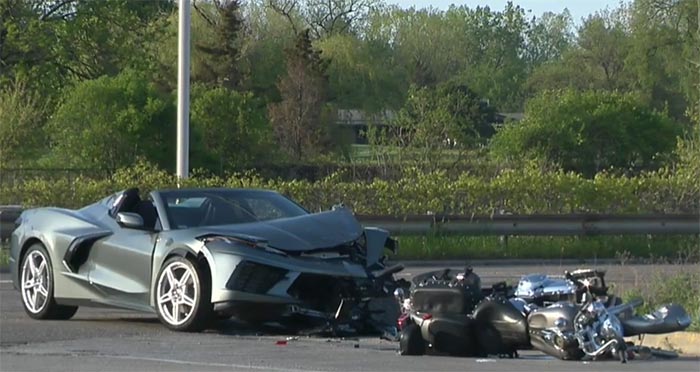 [ACCIDENT] C8 Corvette Convertible and a Motorcycle Collide Outside the GM Flint Assembly Plant