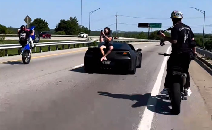 [VIDEO] The Internet Is Not Impressed with this 'Insta-Idiot' Riding on the Back of a C7 Corvette