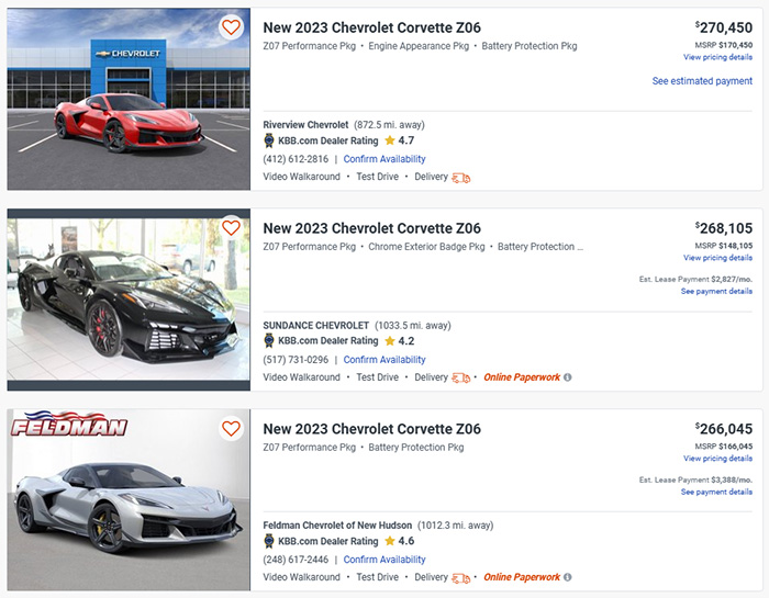 Corvette Z06s on Autotrader