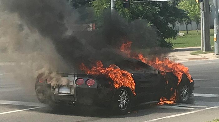 [ACCIDENT] C5 Corvette Convertible Bursts into Flames in Cambridge, Ontario