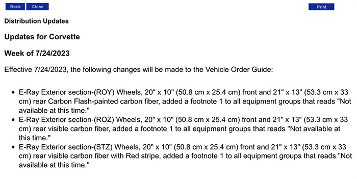 Distribution Update for the Corvette E-Ray