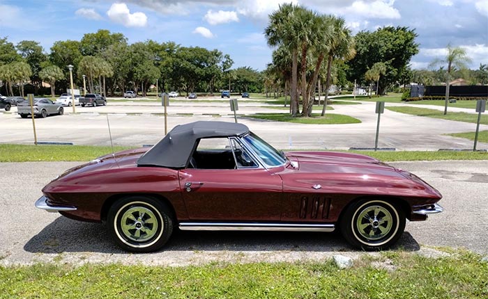 Corvettes for Sale: Milano Maroon 1965 Corvette to be Sold Today on BaT