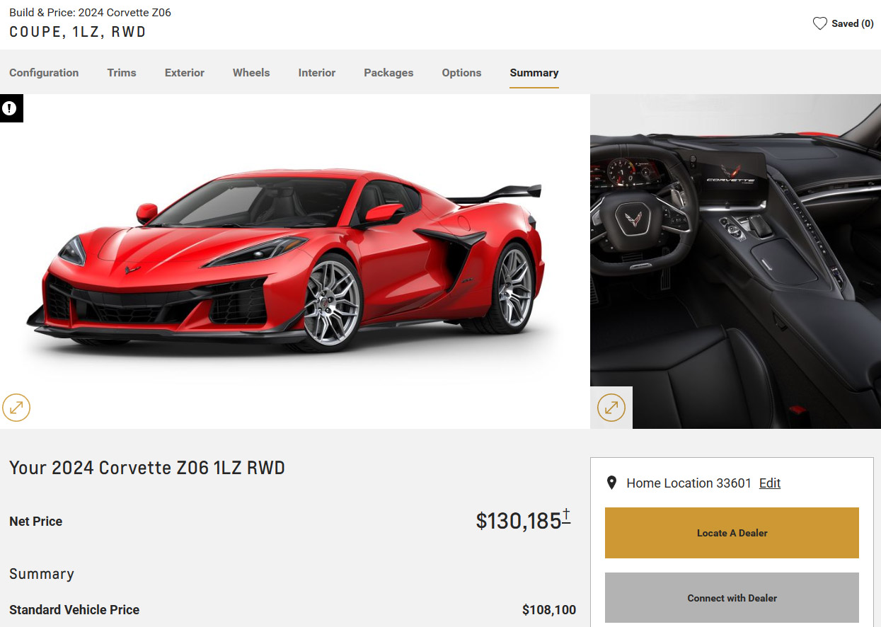 2024 Corvette Z06 Configurator is Now Showing Prices After Gas Guzzler Tax Confirmed
