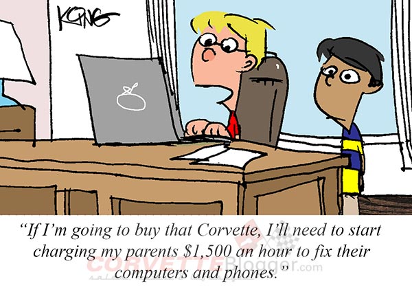 Saturday Morning Corvette Comic: Household Tech Support Costs Rising