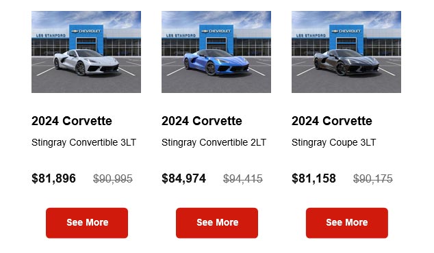 New 2024 Corvettes offered for 10% OFF MSRP