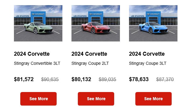 New 2024 Corvettes offered for 10% OFF MSRP