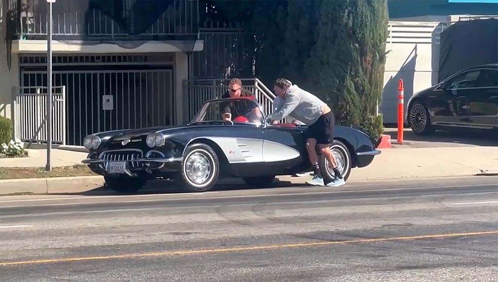 [VIDEO] Dude, Push my Car! Ashton Kutcher's C1 Corvette Breaks Down in Southern California