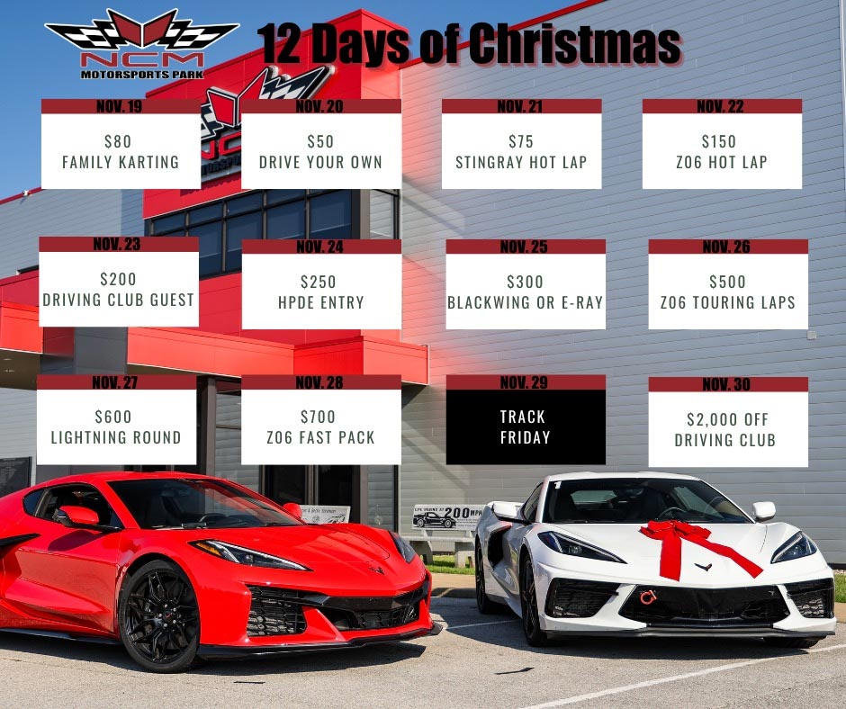 Race for Savings with the NCM Motorsports Park's 12 Days of Christmas Specials