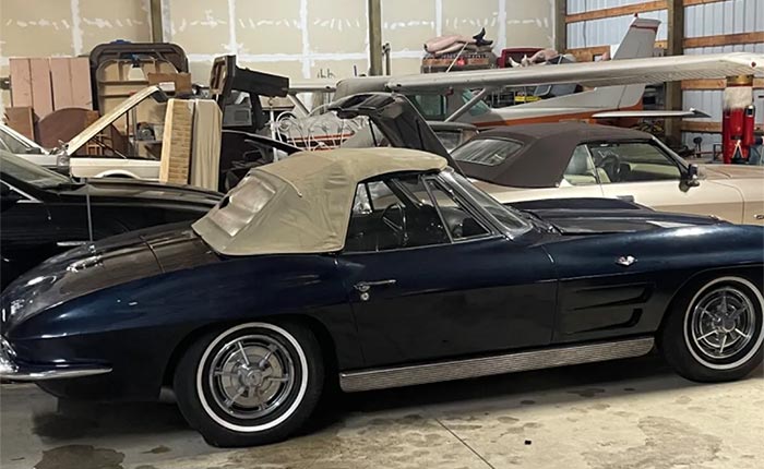 Corvettes for Sale: Barn Find 1963 Corvette Convertible in Daytona Blue on eBay