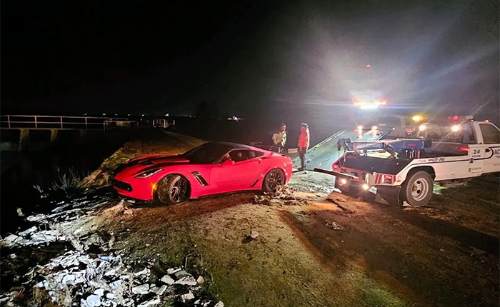 [ACCIDENT] Speeding C7 Corvette Z06 Ends Up Submerged in a California Canal